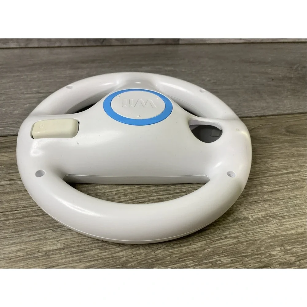 Nintendo Wii Wheel Racing Accessory RVL-024 White Good Mario Kart Steering Wheel